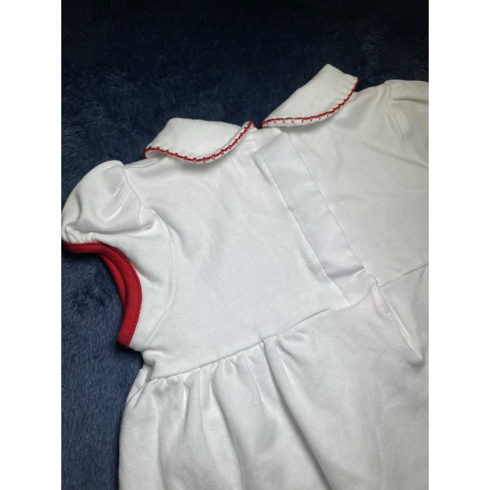 Magnolia Baby White USA Flag Red Accents White Collar Dress 24 Month Pima Cotton
